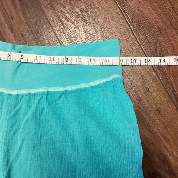 Fresh Produce Wide Leg Gauzy Bermuda Women's Pants 100% Cotton in Teal Large - Picture 3 of 7